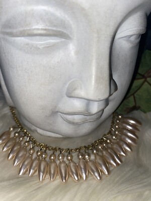 Miriam Haskell Art Deco Early Hollywood Glamour Drippy Pearl Bib Necklace!! A19