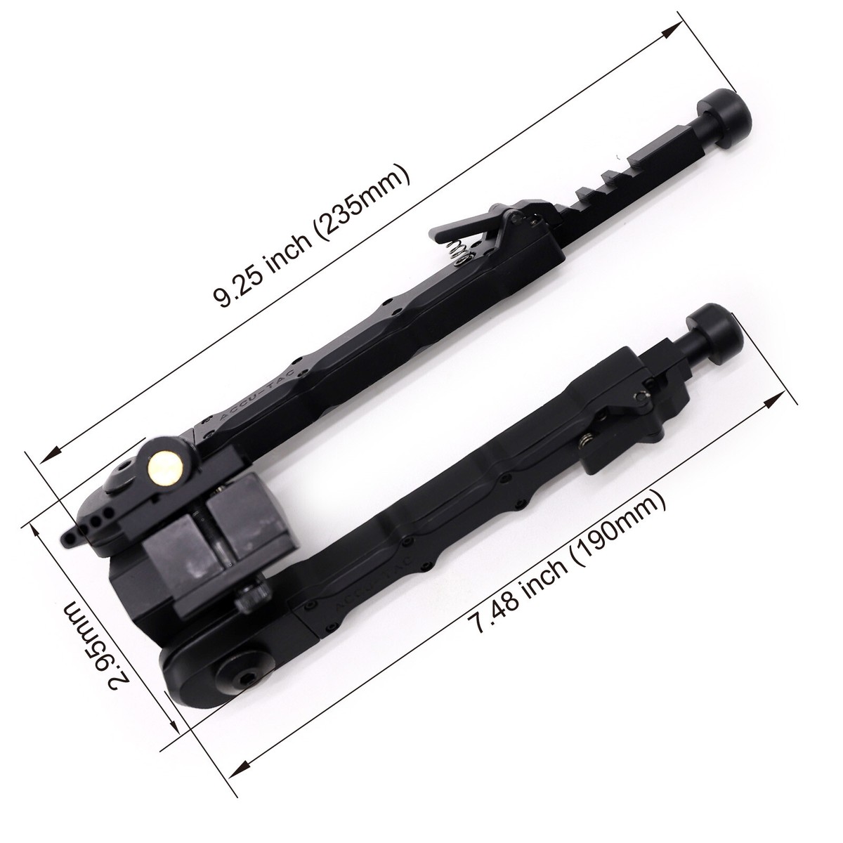 Bipied Tactique QD Noir - Réglable 7.25 à 9 Pouces - Pour Fusil - Modèle V9