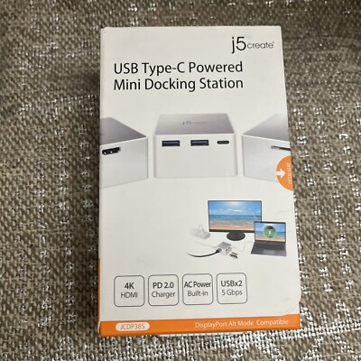 J5Create JCDP385 USB Type-C Powered Mini Docking Station NEW 4k HDMI PD