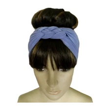 Bluish Grey Braided Headband. Soft Head Wrap. Stretch Hairband. Hair Piece.