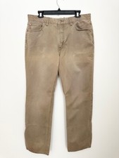 Polo Ralph Lauren Mens Khaki Jeans Pants Size 36W 34L Pockets Flat Front