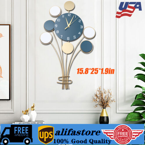25" Large Hanging Wall Clock Balloon Metal Wall Watch Living Room Home Decor