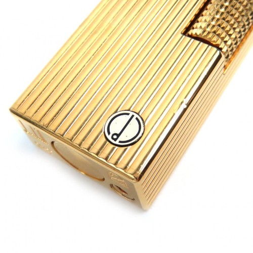 Dunhill Logo Stripe Square Roller Gas Lighter Gold Silver Ignition OK - Picture 7 of 10
