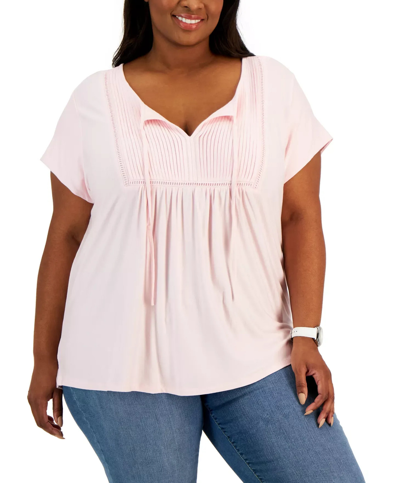 Tommy Hilfiger Women's Top Plus Sz 2X Size Solid Short-Sleeve