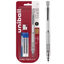 Uniball Kuru Toga Elite Mechanical Pencil Starter Kit with Silver Barrel and ...