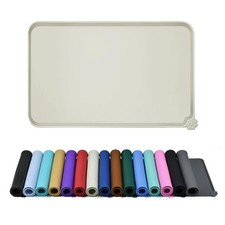 Reopet Waterproof Pet Feeding Mat with High Raised 18.5" x 11.5", Beige