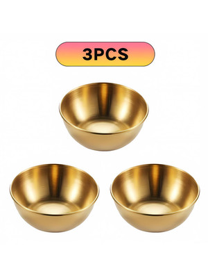3PCS Golden Saucers Stainless Steel Dipping Bowls For Sushi Sauce Butter