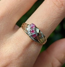 1.58Ct Round Cut Ruby & Lab Created Diamond 14K Yellow Gold FN Engagement Ring