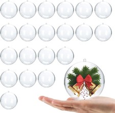 20Pcs Clear Baubles to Fill, Clear Plastic Baubles for Craft, DIY Make Your Own