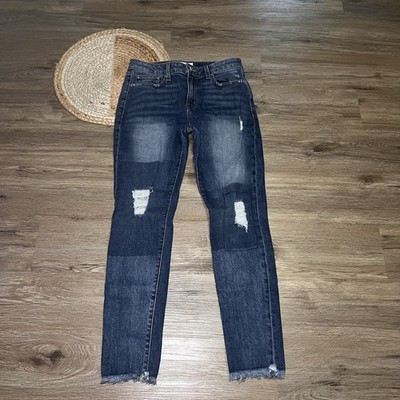 DEREK LAM Denim Devi Mid Rise Skinny Distressed Frayed Hem Womens Jeans