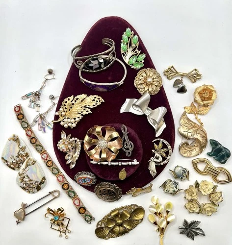 Vntg Jewelry Lot 30 Pc Coro Freirich Trifari Coventry Taxco Sterling Gold Fill