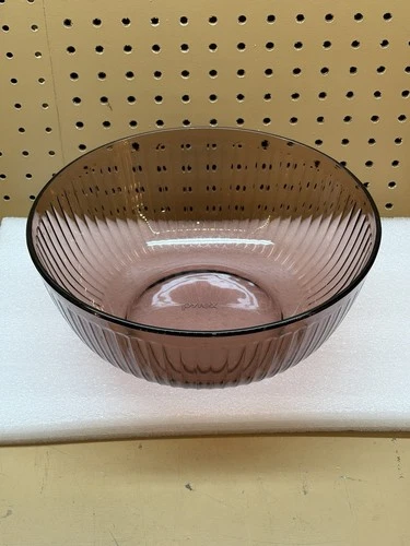 VTG Pyrex 7404-S Cranberry Ribbed Glass Mixing Bowl Cranberry 4.5L Purple Pretty