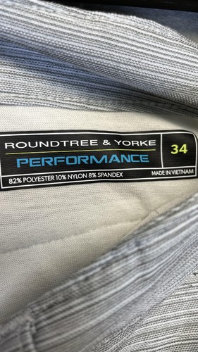 Roundtree & Yorke Shorts Mens 34 Gray Performance Stretch Golf Flat Front Tech - 第 5/11 張圖片