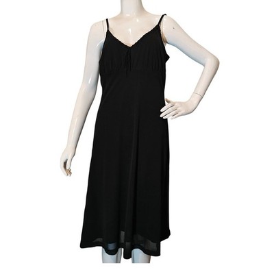 Esprit Black Lace Trim Slip Dress Midi Spaghetti Strap