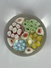 Vintage Millefiori Art Glass Paperweight Murano Style Floral Cane Dome