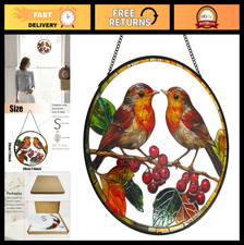 Stained Glass Sun Catcher Window Hanging Decor - Indoor Suncatcher for Bird Love