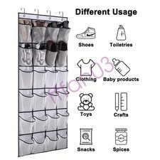 24 Pocket Shoe Holder Organiser Over The Door Hanging Shelf Rack Storage Hook