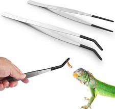 Reptile Feeding Tongs with Soft Rubber Tips -  Extra Long Curved/Straight