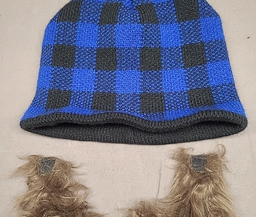 Fake Beard Beanie Mütze Strickmütze Verkleidung Holzfäller Halloween schwarz blau kariert - Bild 9 von 21