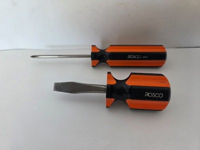 ROSCO USA Screwdrivers Stubby Short Flat head and Phillips Lot of 2 TOOLS