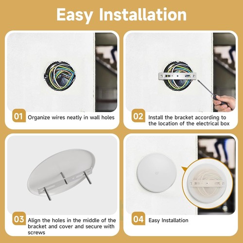 Ceiling Cover Plate, 5 Inch Metal Blank Wall Plate Fits 3-1/4" to 4" White-2 Pcs - Picture 5 of 7