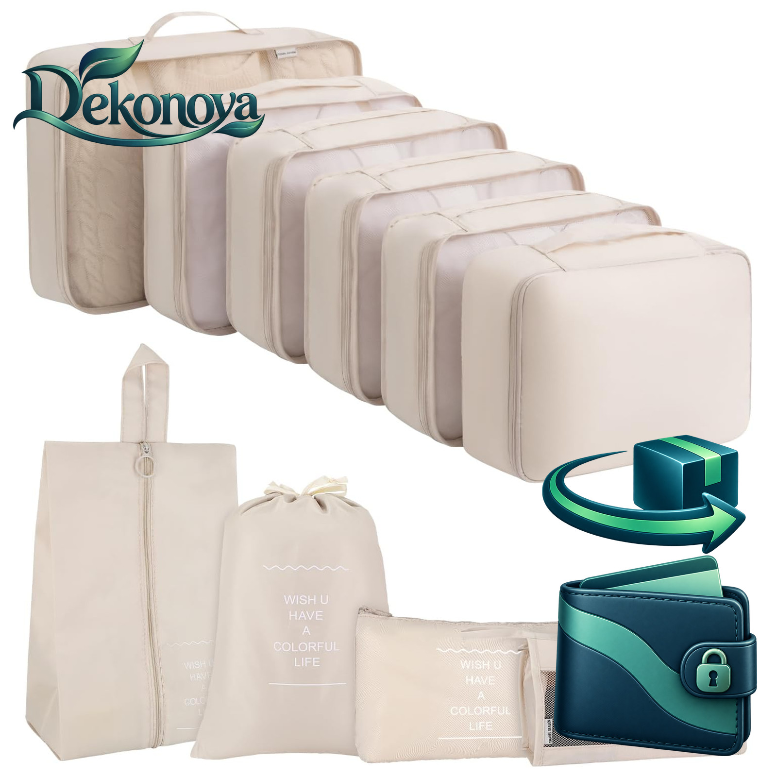Koffer Organizer Set 10 Stück Packing Cubes Packwürfel Reise Zubehör