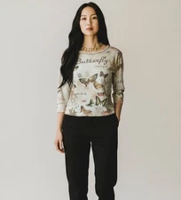 Butterfly Rhinestone Top Fairycore Boho Artsy Y2K Ethereal Dreamy Bling Size S