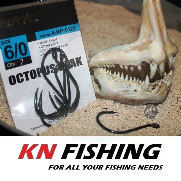 BKK Negro Pulpo Pico Alto Carbono Mar Pesca Ganchos 2/0 3/0 4/0 5/0 6/0 7/0 8/0 - Imagen 3 de 4