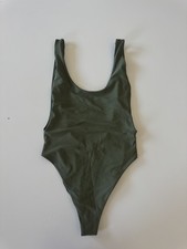 Aerie Super Scoop Cheeky One Piece Swimsuit Dark Green Size Medium