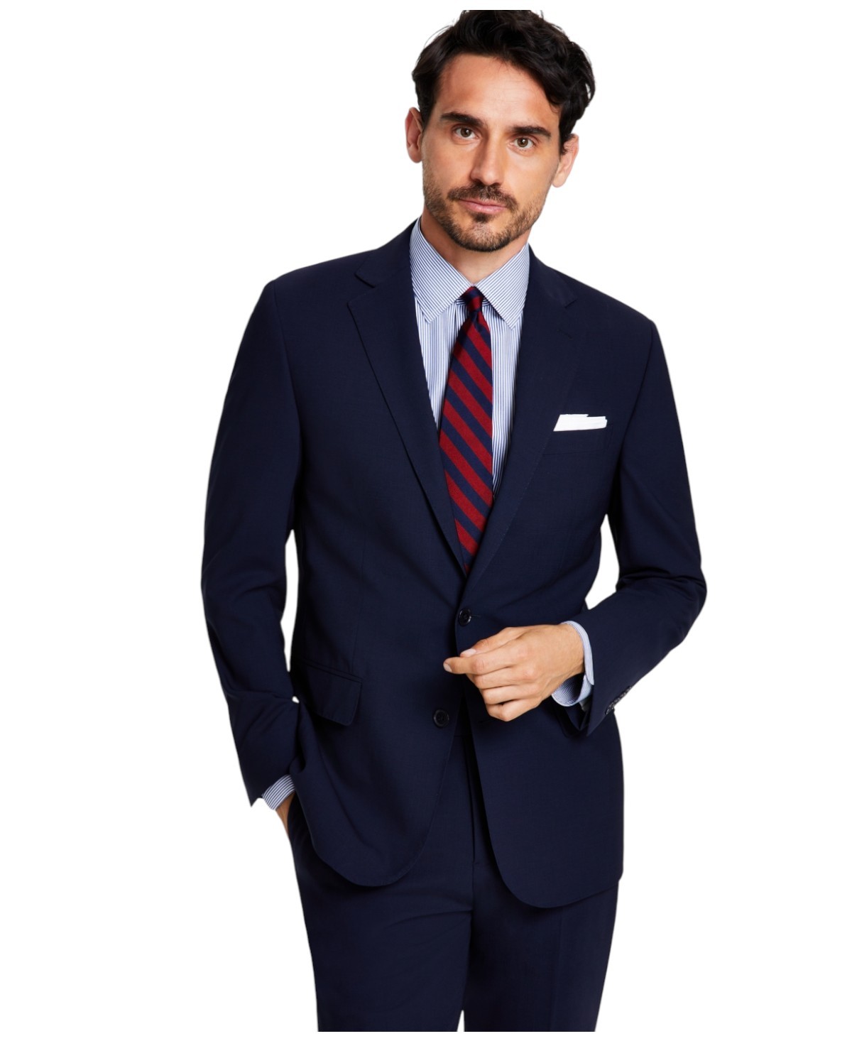 Brooks Brothers Mens Classic fit Suit Jacket Blazer 48 L Navy Blue Solid Stretch