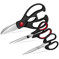 Ergonomic Kitchen Shears 3 Pack - Sharp Stain...