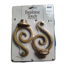 Linens N Things Finials Curtain Rod Swirl Design- Antique Gold One Pair 5/8" NOS