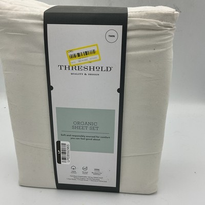 Threshold Twin Organic Sheet Set Sour Cream 100% Cotton 