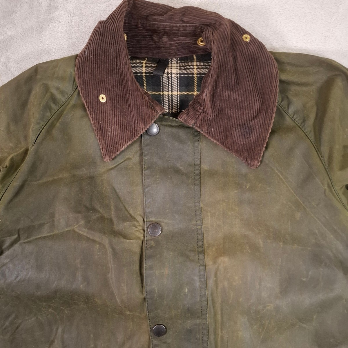 Barbour Waxed Riding Coat Mens L Green A160 Burghley Wax