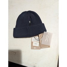 On Running Studio Beanie Navy Blue Ribbed Knit Performance Hat New (MSRP $45)