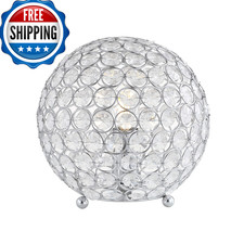Jonathan Y 8.25 Clear Acrylic And Chrome Globe Led Table Lamp Modern Glam