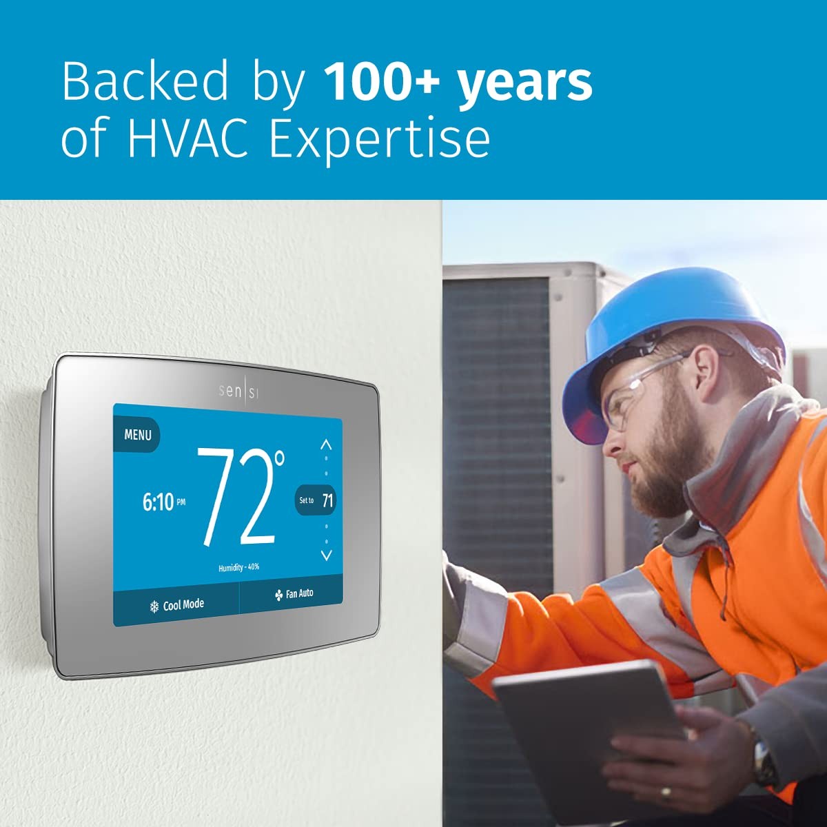 Sensi Smart Thermostat Silver HVAC Control Home Energy Savings App Remote