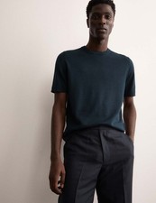 Marks & Spencer Mens Navy Merino Crew Short sleeved T-shirt - M&S