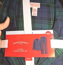 Womens Wondershop Flannel Pajamas Set Green Blue Plaid Sz XXL/17 NEW W Tags