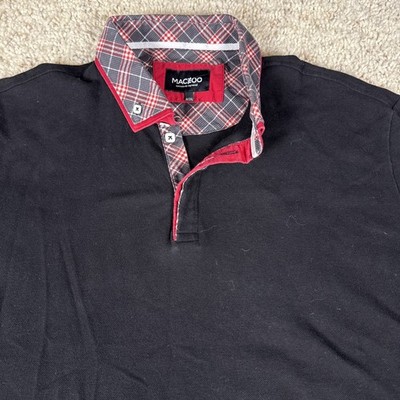 Maceoo Polo Shirt Mens 6 / 2XL Black Contrast Stitching Picque Fiber Designer
