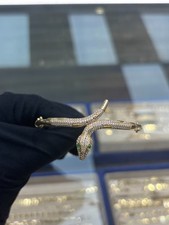 14k Solid Italian Gold Snake Bracelet With Beautiful Stones