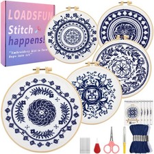 5 Pieces Embroidery Kit for Beginners, Cross Stitch Kits with Stamped Pattern...