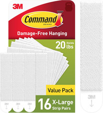 Command 20 Lb X-Large Picture Hanging Strips, 16 Pairs White Strips Heavy Duty,  1.08 per strip
