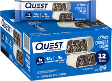 Quest Nutrition Crispy Cookies  Cream Hero Protein Bar, 18G Protein, 1G Sugar,