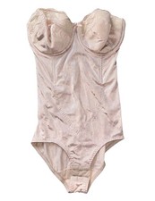 VTG Adonna Girdle All in One ShapeWear Bodysuit Underwire Bra Sz 36D Nude Beige