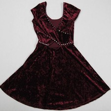 Vintage Wet Seal Dress Youth 2XS Red Velvet Whimsygoth Rhinestone Emo Y2K