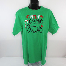 Gildan Christmas T-Shirt XL (16/18) Youth Girl Candy Cane Cutie