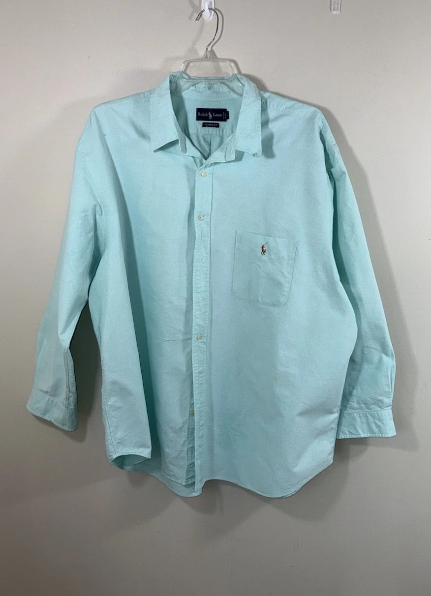 Ralph Lauren Oxford Shirt Mens Big 3XB Mint Green Classic Fit Button Front