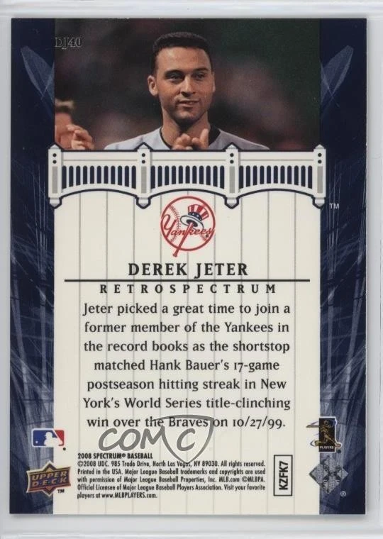 2008 Upper Deck Spectrum Derek Jeter Retrospectrum Derek Jeter #DJ40 HOF - Image 2 of 2