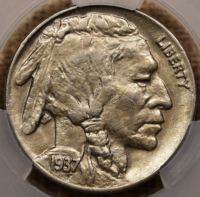 1937-D 3 Leg Buffalo nickel, CACG AU58 gem-for-grade original!DavidKahnRareCoins